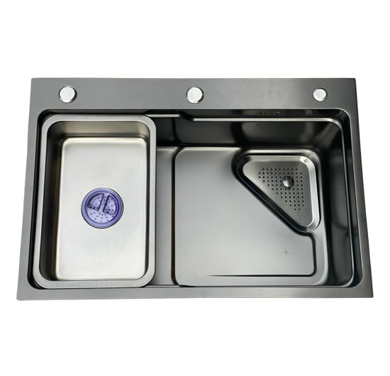Chậu rửa chén 1 hộc lớn nano  AVH 6846-I2-N (Inox 201) (tráng nano đen)