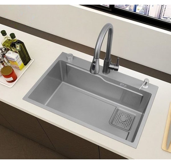 Chậu rửa chén 1 hộc lớn nano  AVH 7846-I2-X (Inox 201) (tráng nano xám)