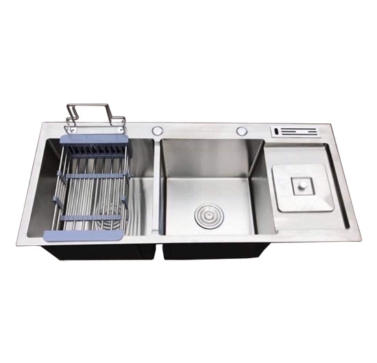 Chậu rửa chén Handmade 2 hộc 1 cánh AVH 10048-I2-PK (Inox 201) (gắn phụ kiện)