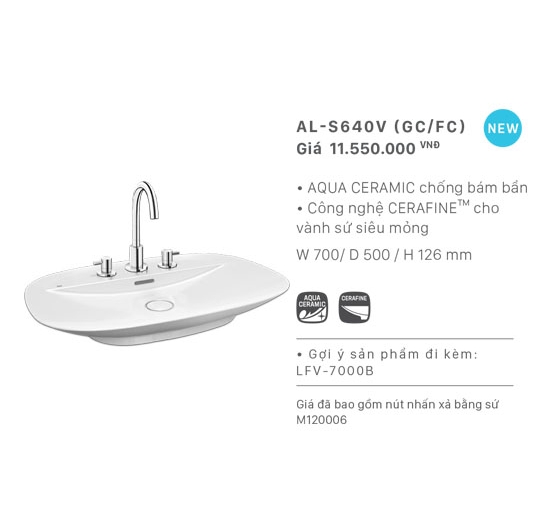 Chậu rửa mặt Lavabo đặt bàn Inax AL-S640V (Men AQUA CERAMIC)