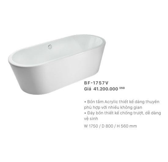 Bồn tắm nằm đặt sàn Inax BF-1757V