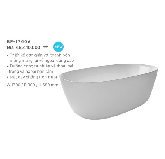 Bồn tắm nằm đặt sàn Inax BF-1760V