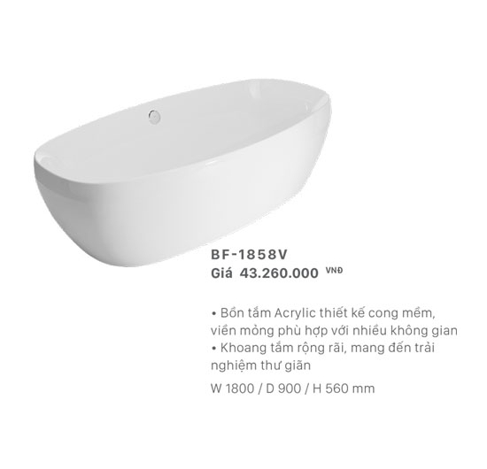 Bồn tắm nằm đặt sàn Inax BF-1858V