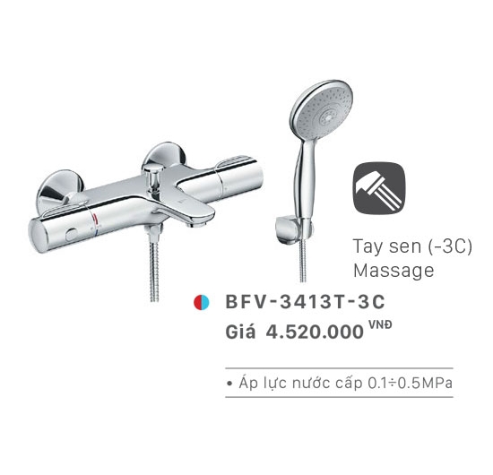 Vòi sen tắm nóng lạnh (Củ sen) nhiệt tự động Inax BFV-3413T-3C
