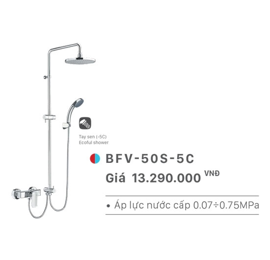 Sen cây tắm đứng nóng lạnh Inax  BFV-50S-5C (Tay sen massage)