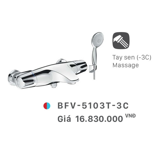 Vòi sen tắm nóng lạnh (Củ sen) nhiệt tự động Inax BFV-5103T-3C