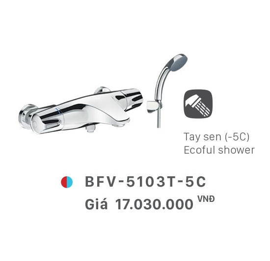 Vòi sen tắm nóng lạnh (Củ sen) nhiệt tự động Inax BFV-5103T-5C