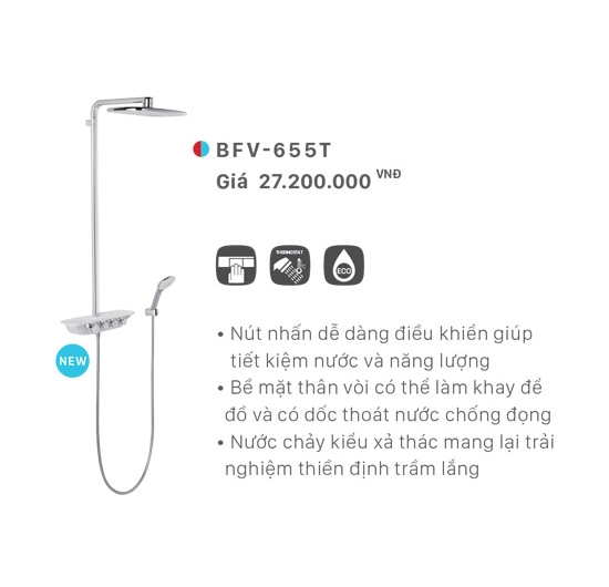 Sen cây tắm đứng nóng lạnh nhiệt tự động Inax BFV-655T