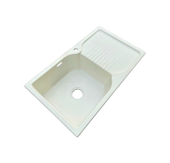 Chậu rửa chén đá 1 hộc 1 cánh AVH M02-T (Trắng)