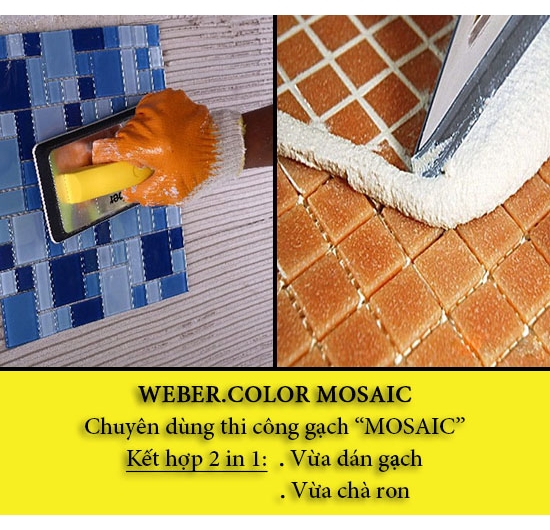 Keo dán gạch & chà ron 2 in 1 Weber.color mosaic (Trắng) (3kg)