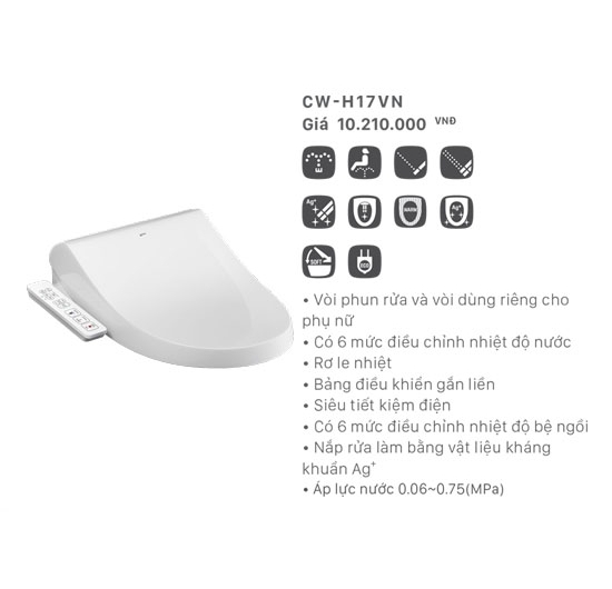 Nắp rửa điện tử bồn cầu Inax CW-H17VN