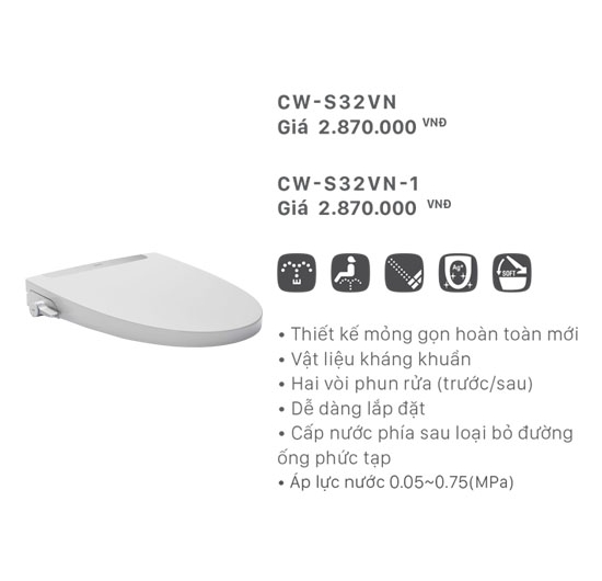 Nắp rửa cơ bồn cầu Inax CW-S32VN