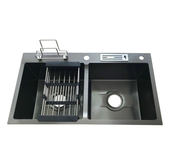 Chậu rửa chén Handmade 2 hộc đều AVH 8245-I2-N-PK (Inox 201 phủ nano) (găn phụ kiện)
