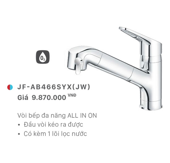 Vòi rửa chén dây rút nóng lạnh Inax JF-AB466SYX(JW)