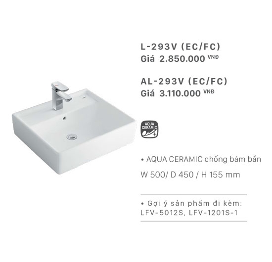 Chậu rửa mặt Lavabo đặt bàn Inax L-293V
