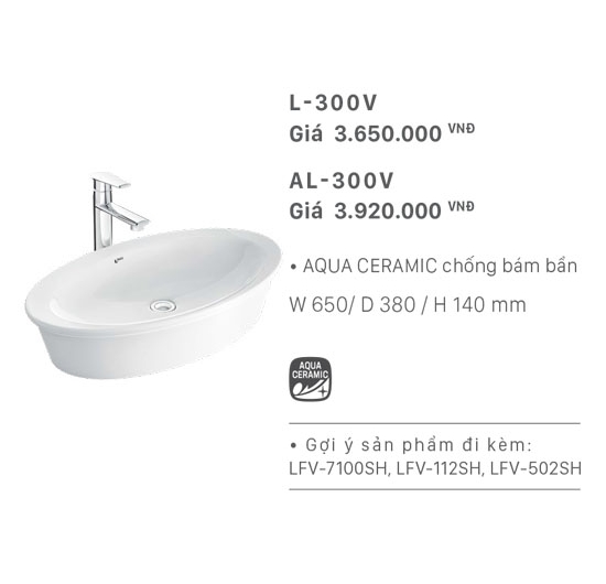 Chậu rửa mặt Lavabo đặt bàn Inax AL-300V (Men AQUA CERAMIC)