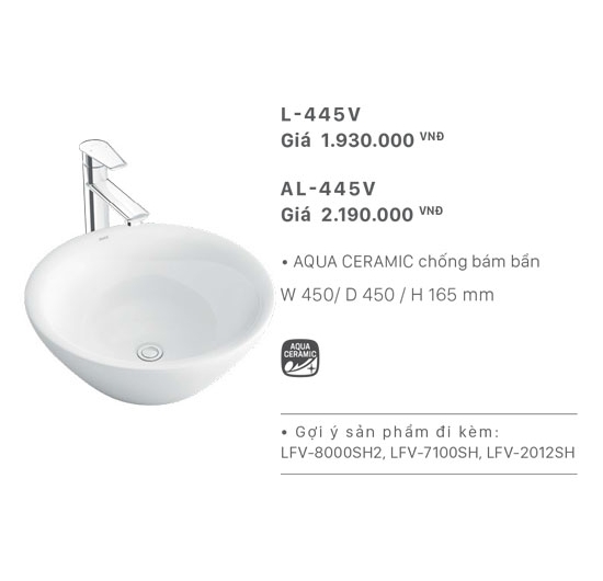 Chậu rửa mặt Lavabo đặt bàn Inax L-445V