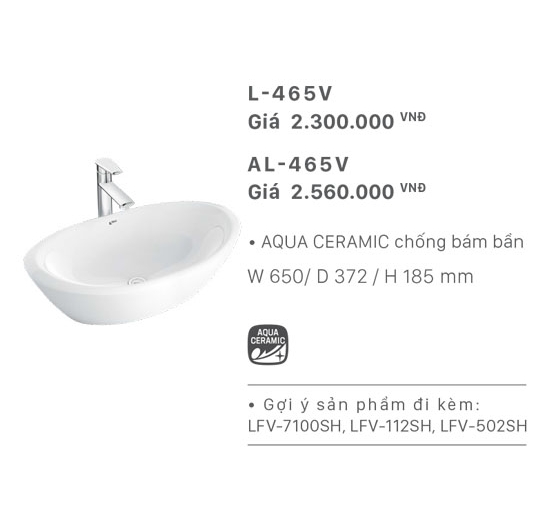 Chậu rửa mặt Lavabo đặt bàn Inax L-465V
