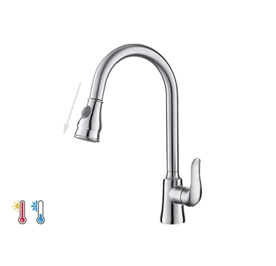 Vòi rửa chén dây rút Inox 304 nóng lạnh Luxta L3219P