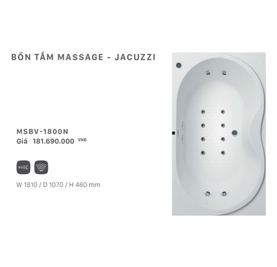 Bồn tắm massage Inax JACUZZI MSBV-1800N
