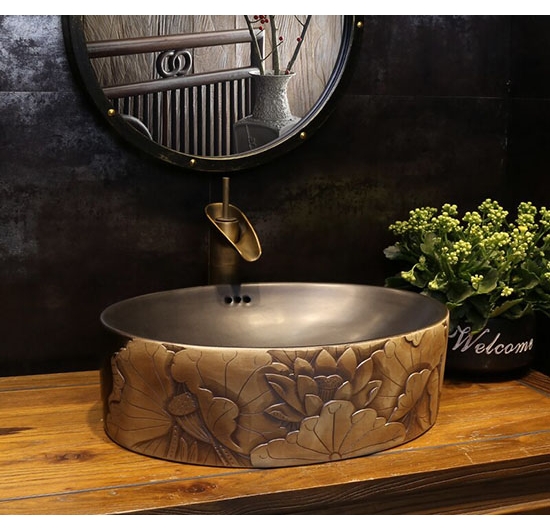 Chậu rửa mặt Lavabo đặt bàn giả cổ AVH NGC-06