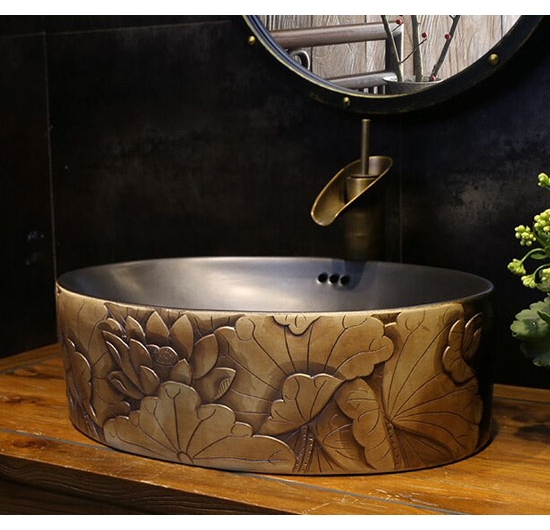 Chậu rửa mặt Lavabo đặt bàn giả cổ AVH NGC-06
