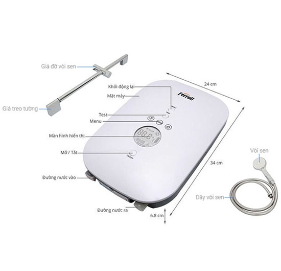 Máy nước nóng trực tiếp Ferroli DIVO SDN (Hiển thị nhiệt độ) (Không bơm)