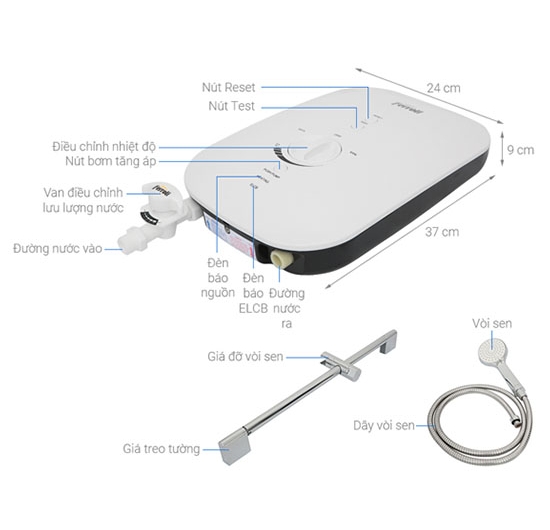 Máy nước nóng trực tiếp Ferroli DIVO SSP (Có bơm)