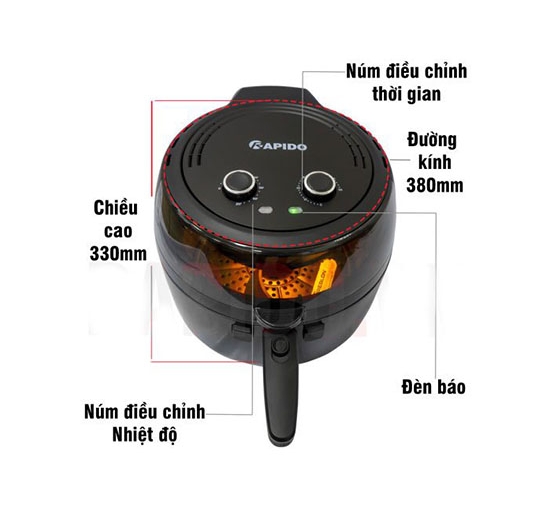 Nồi Chiên Không Dầu Rapido Inverter RAF6.5M2 (6.5L) (1800W)