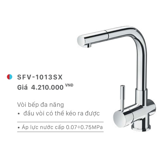 Vòi rửa chén dây rút nóng lạnh Inax SFV-1013SX