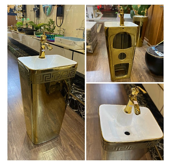 Chậu rửa mặt Lavabo trụ đứng đặt sàn AVH TDN-05