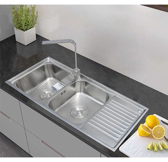 Chậu rửa chén 2 hộc 1 cánh Toàn Mỹ TMS105 (Inox 304)