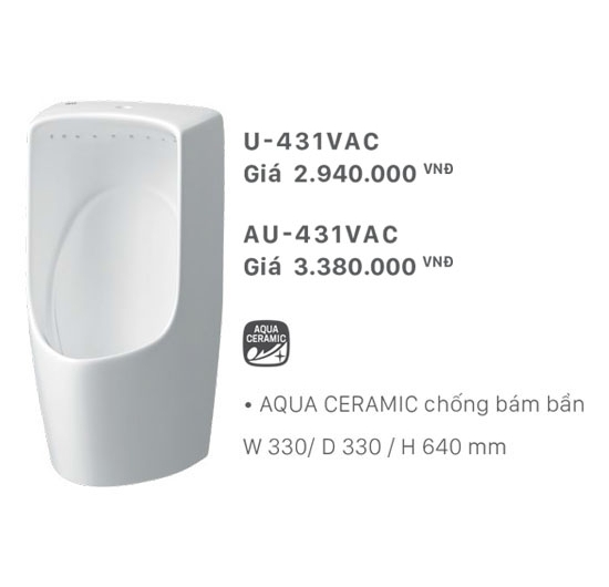 Bồn tiểu nam Inax U-431VAC (Đầu cấp nước âm tường)